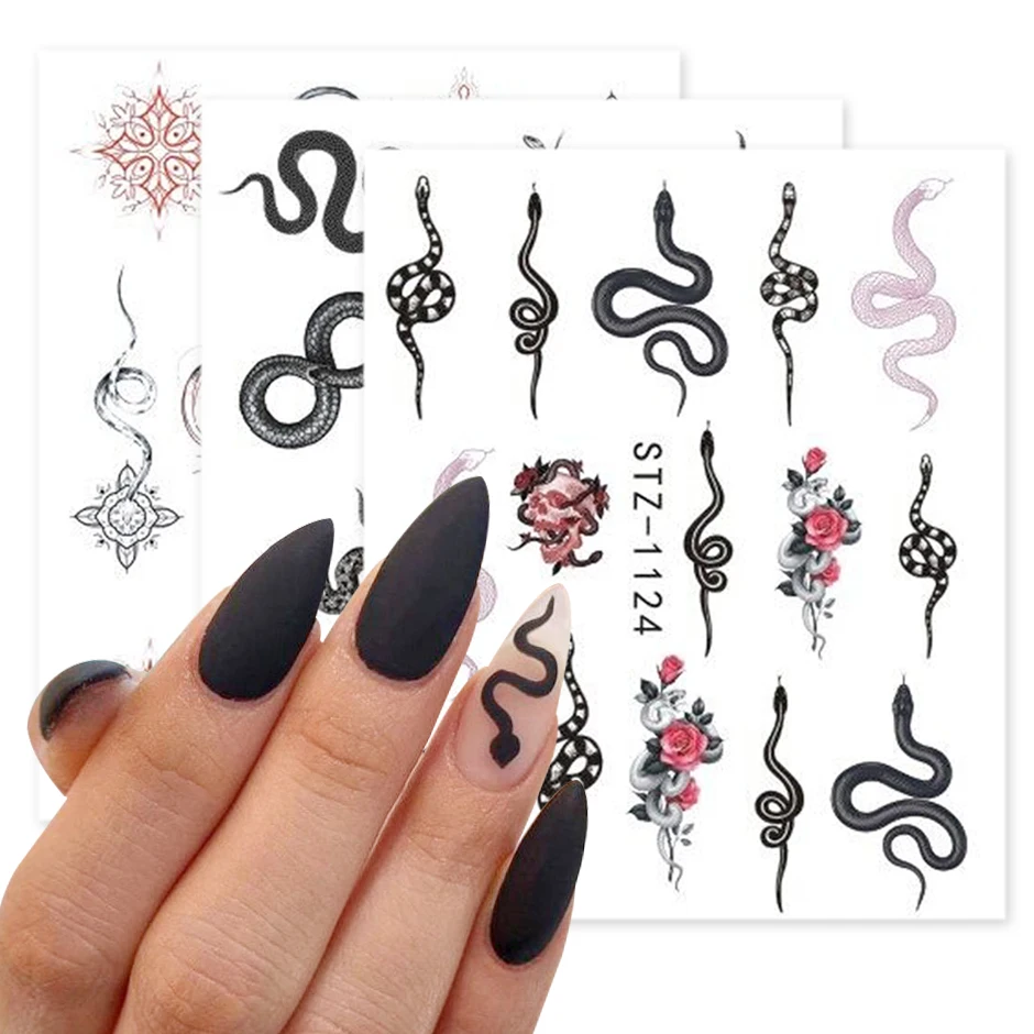Snake Nail Stickers Animal Design Black Snake Manicure Dragon Nail Decal 3d  Print Diy Nail Art Decals - Buy Nail Sticker Snake,Nails Sticker  Dragon,Snake Print Nail Sticker Product on Alibaba.com