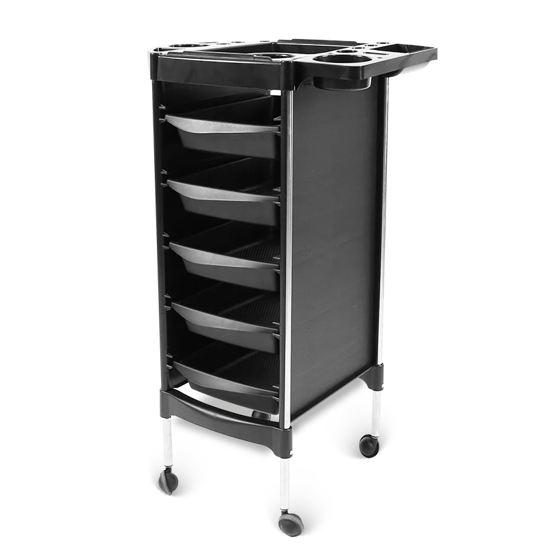 Wholesale Professional Barber Trolley Cart Black Storage 5 Drawers Hairdressing Trolley Salon Trolley