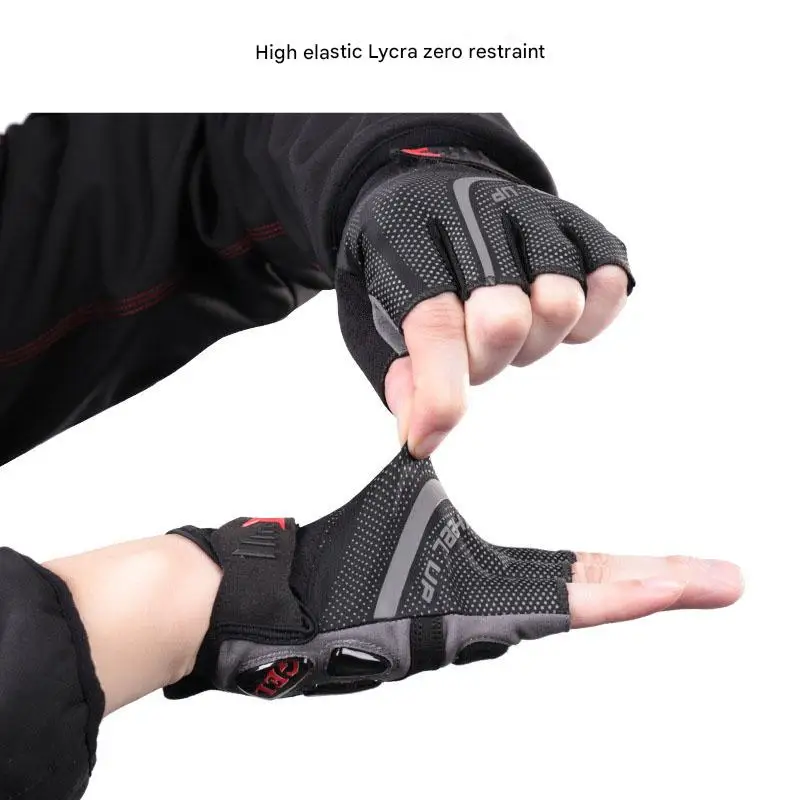 Men's Half-Finger Summer Bicycle & Motorcycle Gloves Breathable & Shock-Absorbing Non-Slip Design