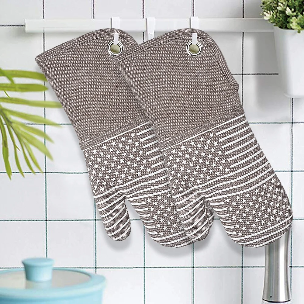 Custom Kitchen Silicone Non Slip and Heat Resistant Oven Mitt For Cooking Baking BBQ Chef Oven Glove