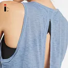 Blue Singlet Summer OEM Lightweight Sky Blue Back Hollow Out Yoga Wear Printed Singlet Sports Women Custom Tank Tops