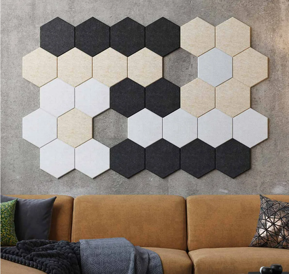 Soundproof PET Acoustic Board Hexagon Shape Felt Acoustic Panels Polyester Acoustical Wall Panel