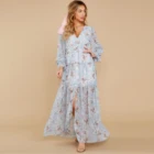 Women Women High Quality Custom Design Manufacture Elegant V-neck Floral Casual Women Dresses Sexy