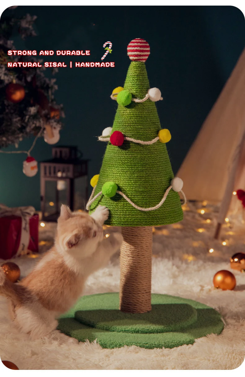 Christmas Cat Climbing Scratching Board Cute Design Cat Scratching Tree Frame Wear-resistant Sisal Cat Scratching Toy factory