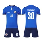 Custom Blue Quick Dry Youth Kids Football Kit Sportswear Soccer Training Jersey Set