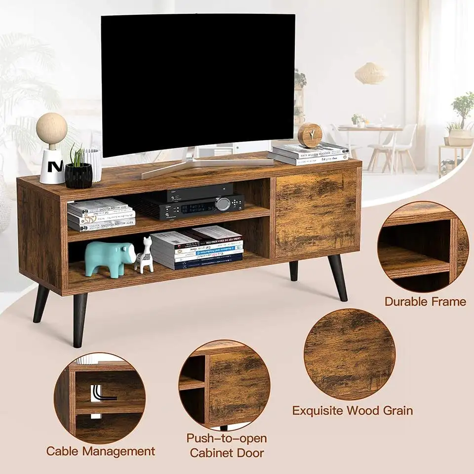 YQ FOREVER Homeuse Storage Center MDF Storages Cabinet Entertainment Table Living Room TV Stand Modern