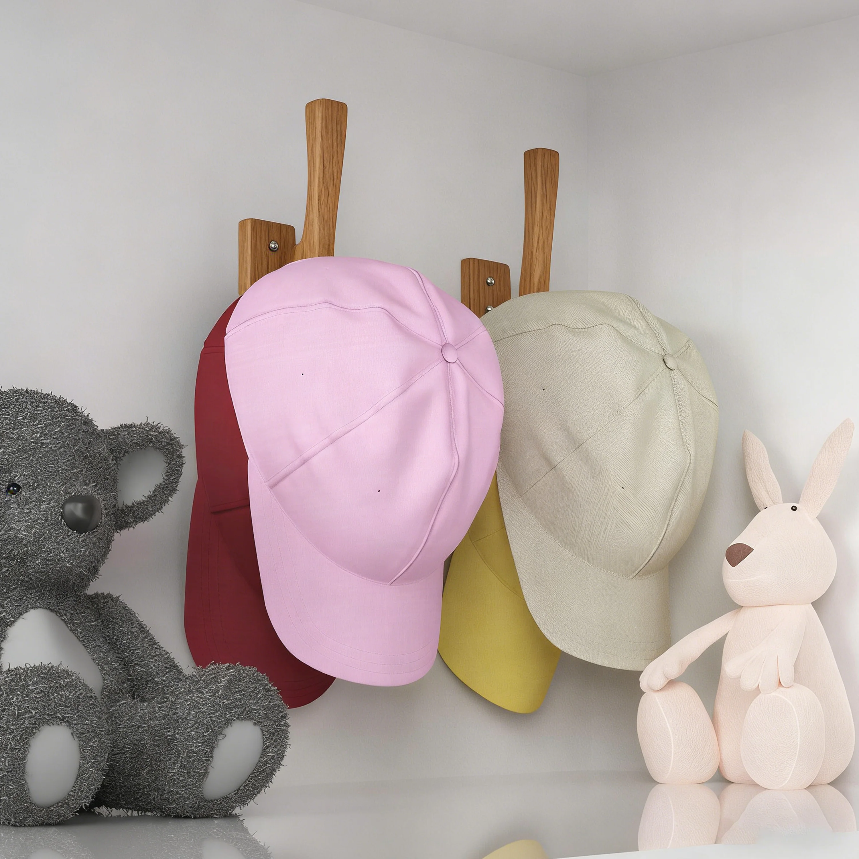 product premium hat rack for wall mount 2piece cap organizer rustic hat hanger for baseball caps for entryway closet storage hat hook-2