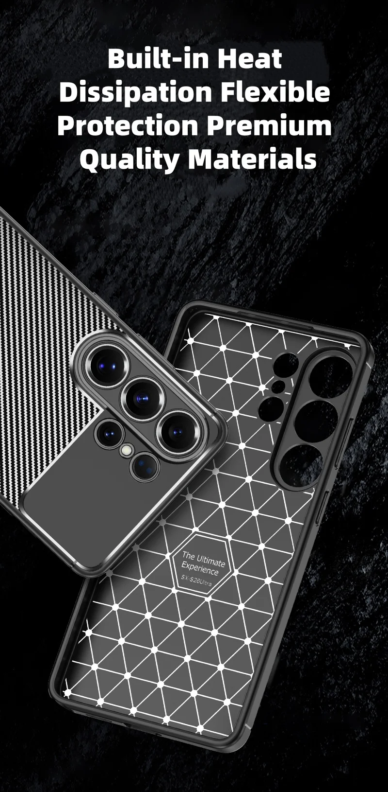 product laudtec premium tpu phone case with soft feel anti fingerprint carbon fiber texture shockproof phone case for samsung s26 ultra-6