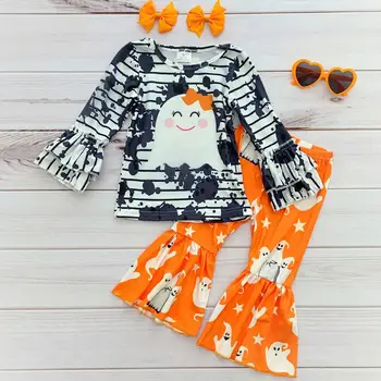 2021Latest girls outfits wholesale boutique outfits kids fall clothing children Halloween pumpkin Thanksgiving clothes NO MOQ