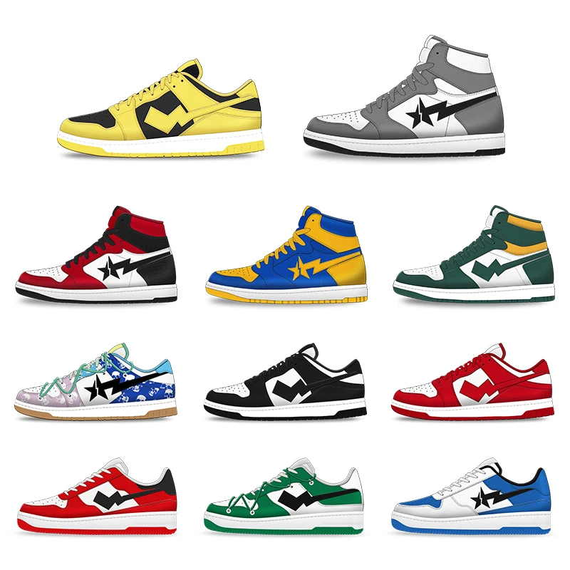Stock custom rangement chaussures-homm chaussures-homm de skateboard sport basket chaussures pour hommes enfants femmes sneakers