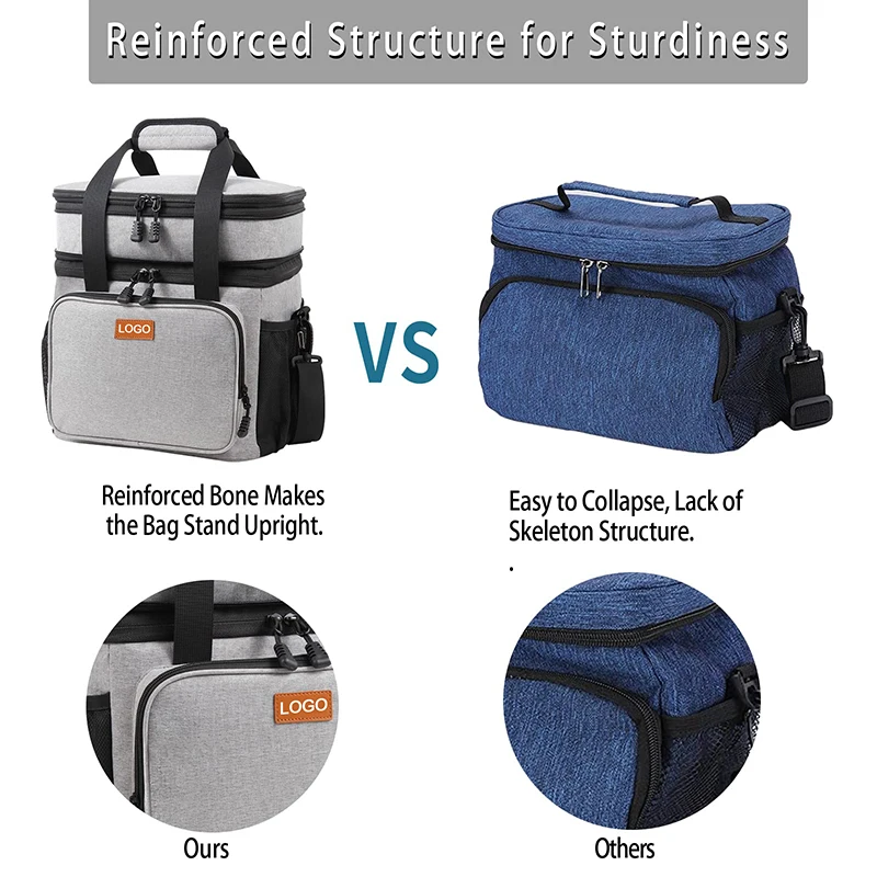 Custom 16l waterproof leakproof insulated heavy duty double decker multi-layer multi-compartment large lunch box for men women Custom 16l waterproof leakproof insulated heavy duty double decker multi-layer multi-compartment large lunch box for men women