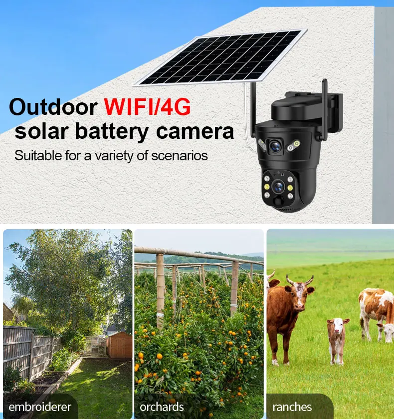 V380 pro 6MP户外无线摄像头ptz太阳能家用防水安全电池供电无线4g高清sim卡摄像头监控