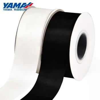 Yama Ribbon 2 inches 50mm polyester white and black satin ribbon wholesale