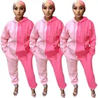 Hooded Women Hoodie Euro Color Block Hooded Women Tracksuit Set 2 Piece Hoodie Pants Sets Trendy Sweatsuit