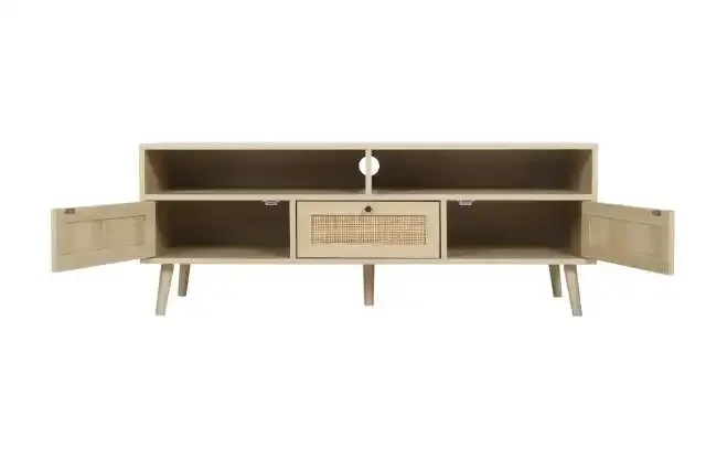 Rattan Melamine Chipboard Customization Wooden Living Room Furniture TV Stand Table Modern