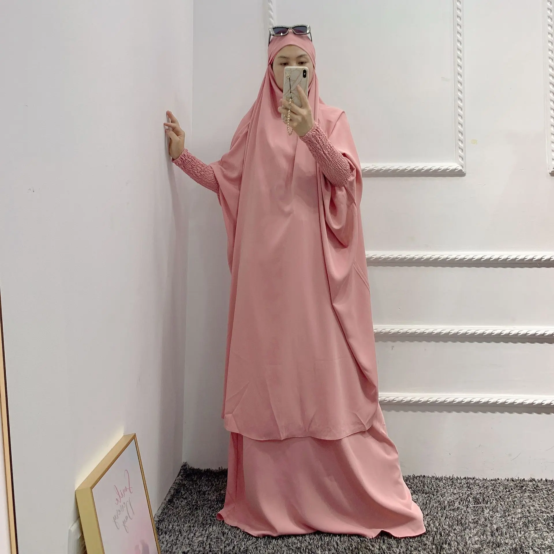 Skirt Hijab Abaya Maxi Ready Niqab Prayer Dress 2 piece Jilbab Set Khimar 