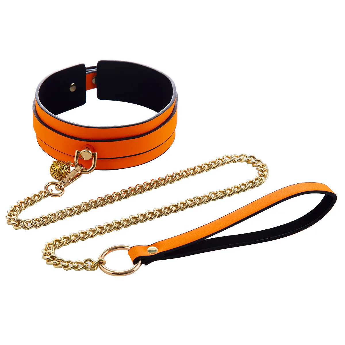 Custom locking slave restraint leather choker bondage collar w/ leash 