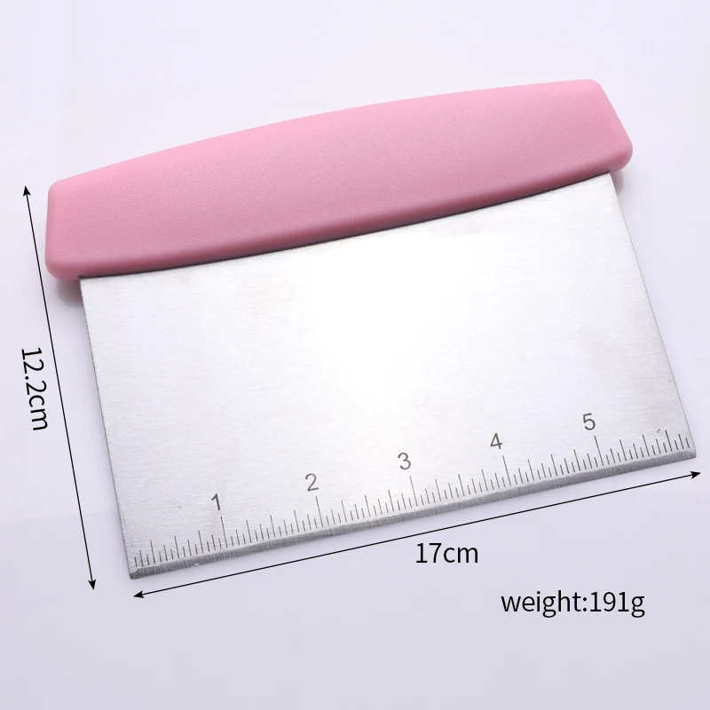 Anti Slip Handle Stainless Steel Dough Cutter Baking Pastry Tools Dough Scraper Knife with Scale