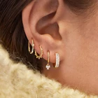 Silver Hoop Earrings Gemnel Gold Huggie 925 Sterling Silver Women Trend Bead Hoop Earrings