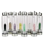 Crystal Bottle Whosale Natural Quartz Infused Gemstone Crystal Points Holy Borosilicate Glass Water Bottle