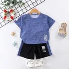 Boys Kids 2021 New 100% Polyester Boys Kids Summer Fashion Sports Quick Dry T Shirts Clothing Sets