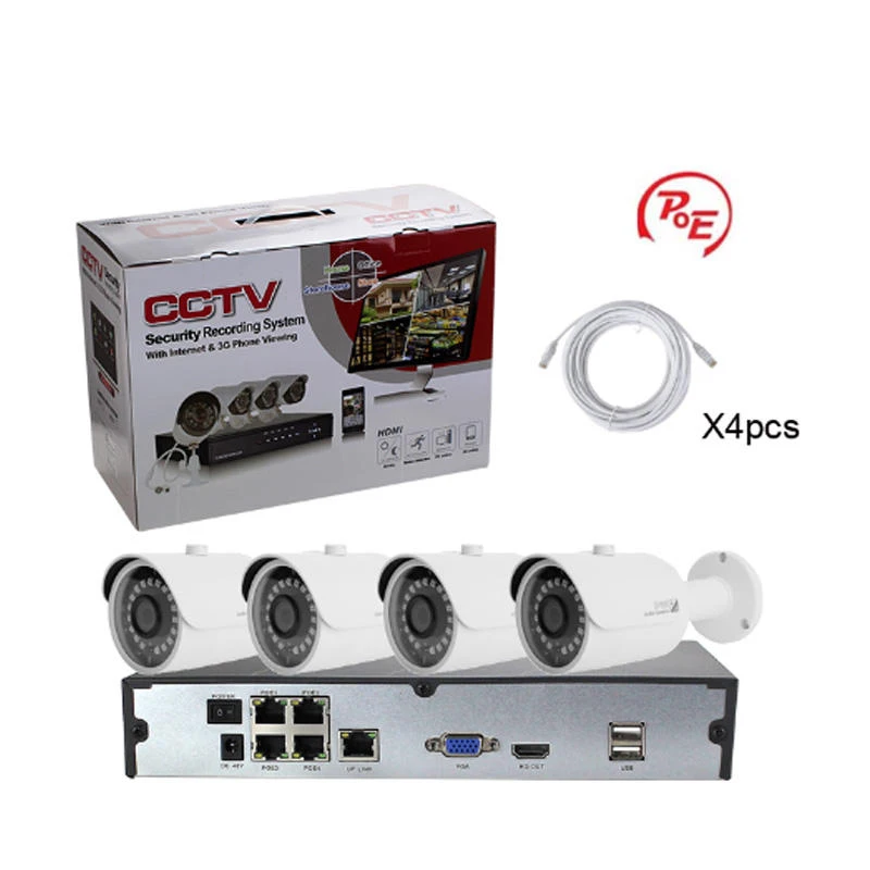 4CH 1080P 2MP POE Surveillance Wire IP Camera NVR Kits for Customized Security Solutions