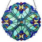 American Round Mosaic Patterned Stained Glass Sun Catcher Tiffany Glass Mosaic Window Panel