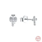 Stud Earrings HYH 925 Silver Cross Beads Stud Earrings