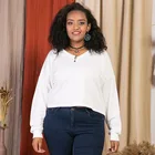 V Neck New Arrival Women's Plus Size T Shirt V Neck Solid Color Crop Top