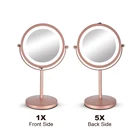 Mirror Buyway Oem Wholesale Metal Round 1X 5X Led Makeup Mirror Desktop Makeup Mirror With Light For Kid Room Bedroom