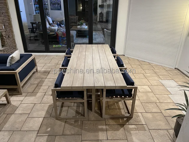 Garden patio furniture outdoor metal table aluminum table with wood top