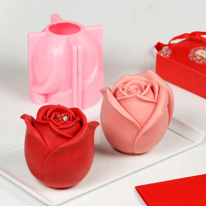 Rojo Molde de Silicona Flor Rosa 3D Molde Creativo de Decoración de Fondant Molde Flores DIY Chocolate para la Fiesta de Cumpleaños Del Día de San Valentín Herramientas Decorativas para Hornear 