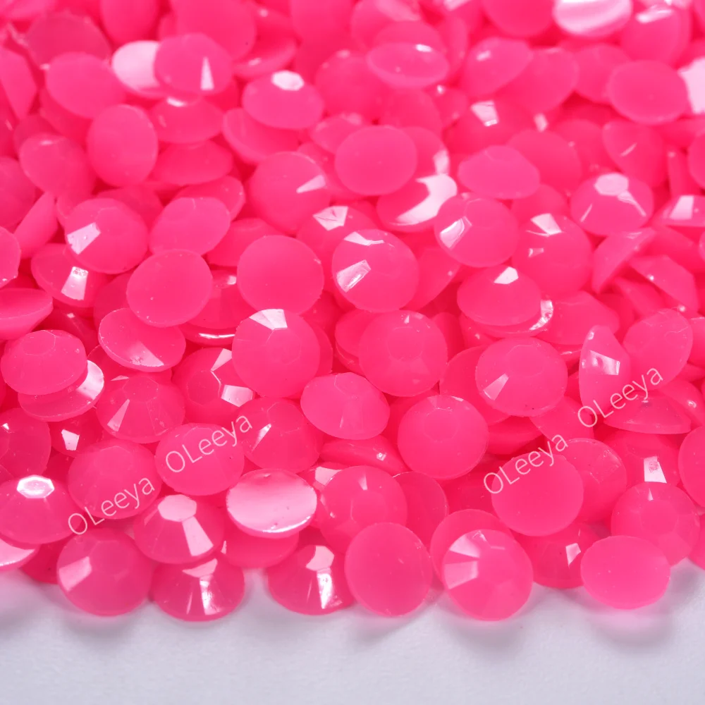 Oleeya Resin Opaque Jelly Solid Rhinestones 2mm 6mm Flatback Non Hot