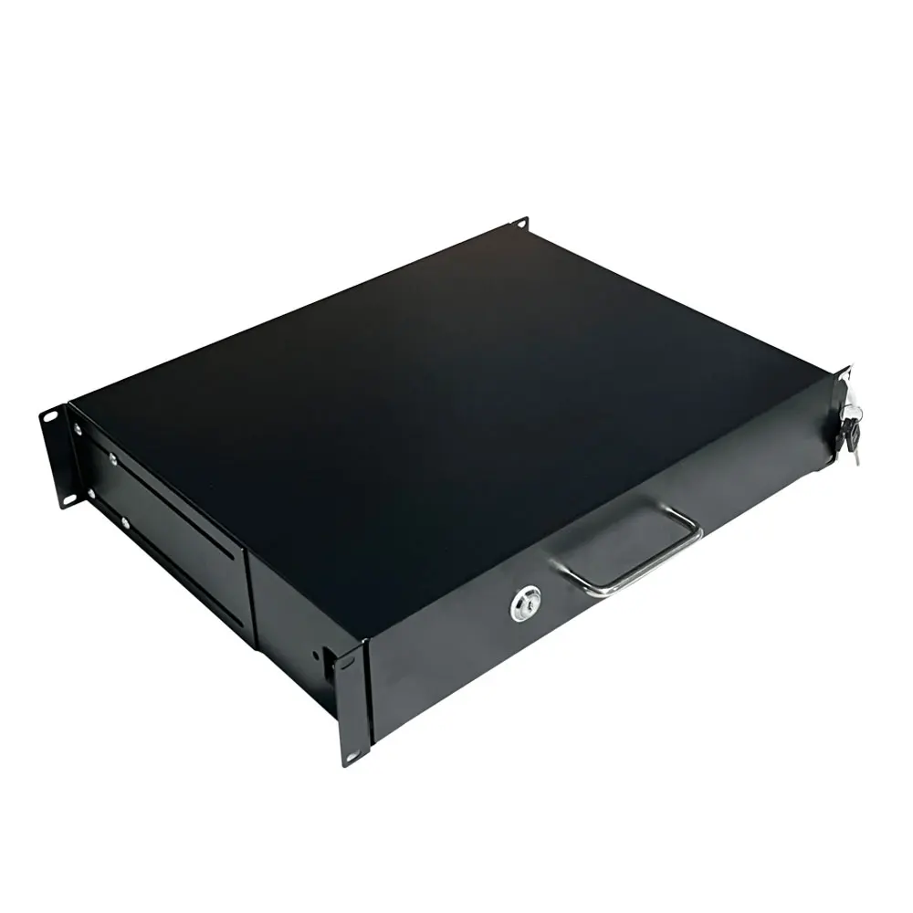 Design personalizado 19 polegadas 1U 2U 3U 4U Sliding Cabinet Drawer com fechadura para rack padrão Instalação de aço Metal Drawer 0