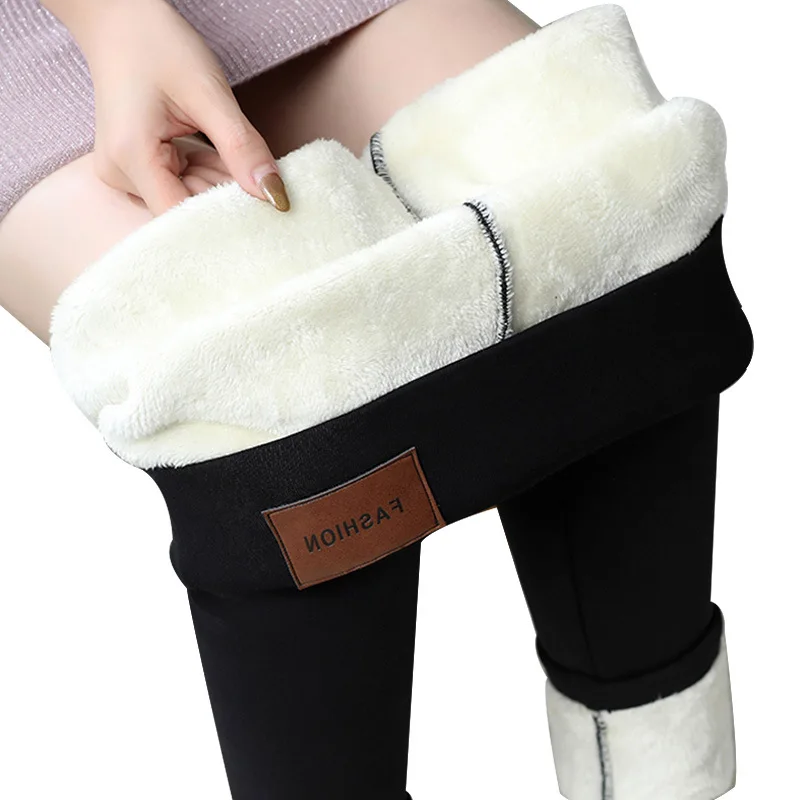 2024 Fleece Pants Women's Outerwear Winter High Waist Pantyhose Large Size Thickened Lamb Velvet Leggings Bottoming Warm Pants