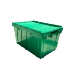 Custom Logo Green Plastic Storage Create Industrial Moving Crate With Lid Nestable