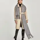 Long Scarf Winter Thick Soft Warm Solid Color Long Fringed Scarf Shawl Ladies New Style