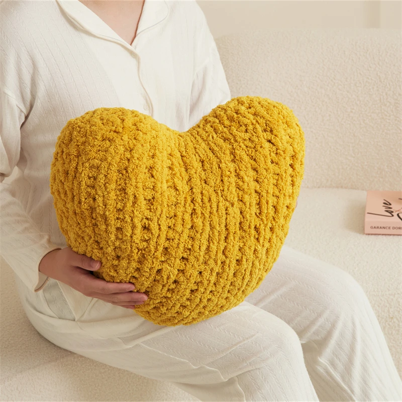 product heart super cozy 100 chenille knot pillow for home sofa decoration stn-58