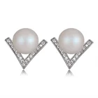 Gold Earrings OUXI High Quality Fashionable Wedding Gold Plated Pearl Stud Earrings C21939
