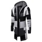 Jacket Wholesale Spring Streetwear Striped Plus Size Men Cardigan Wool Knit Sweater Hooded Men's Thin Long Jacket