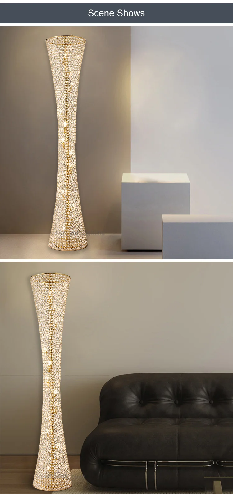 fl8003 contemporary design indoor decoration villa home hotel chrome luxury crystal led floor light -4