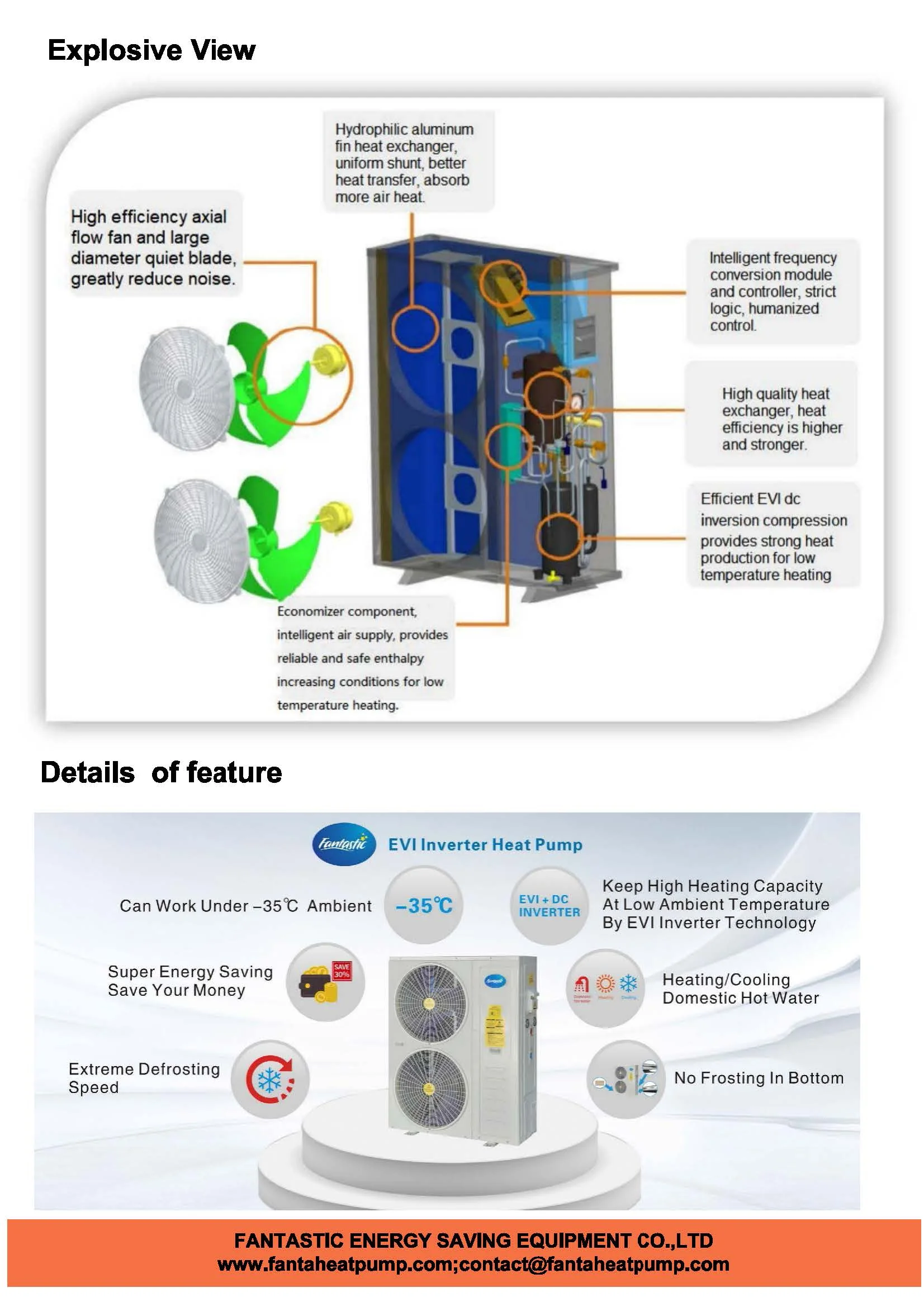 Air Source Heat Pump, 35C, 55C, EVI, 10KW - detail 2