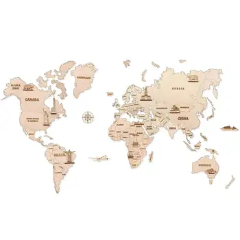 Latest Design World Map Wall Wooden Map of the World Wooden Travel Push Pin Map
