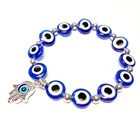 Bracelet Hot Custom 14K Gold Plated Beaded Hand Of Fatima Evil Eye Anchor Bracelet