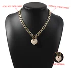 Necklace Pearl Punk Hip Hop Necklace Creative Pearl Heart Pendant Choker Thick Chain Necklace 03NC163