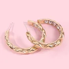 Earrings C-shaped Large Circle Carved Alloy Earrings Female Fashion Inner Circle Diamond Earrings Jewelry
