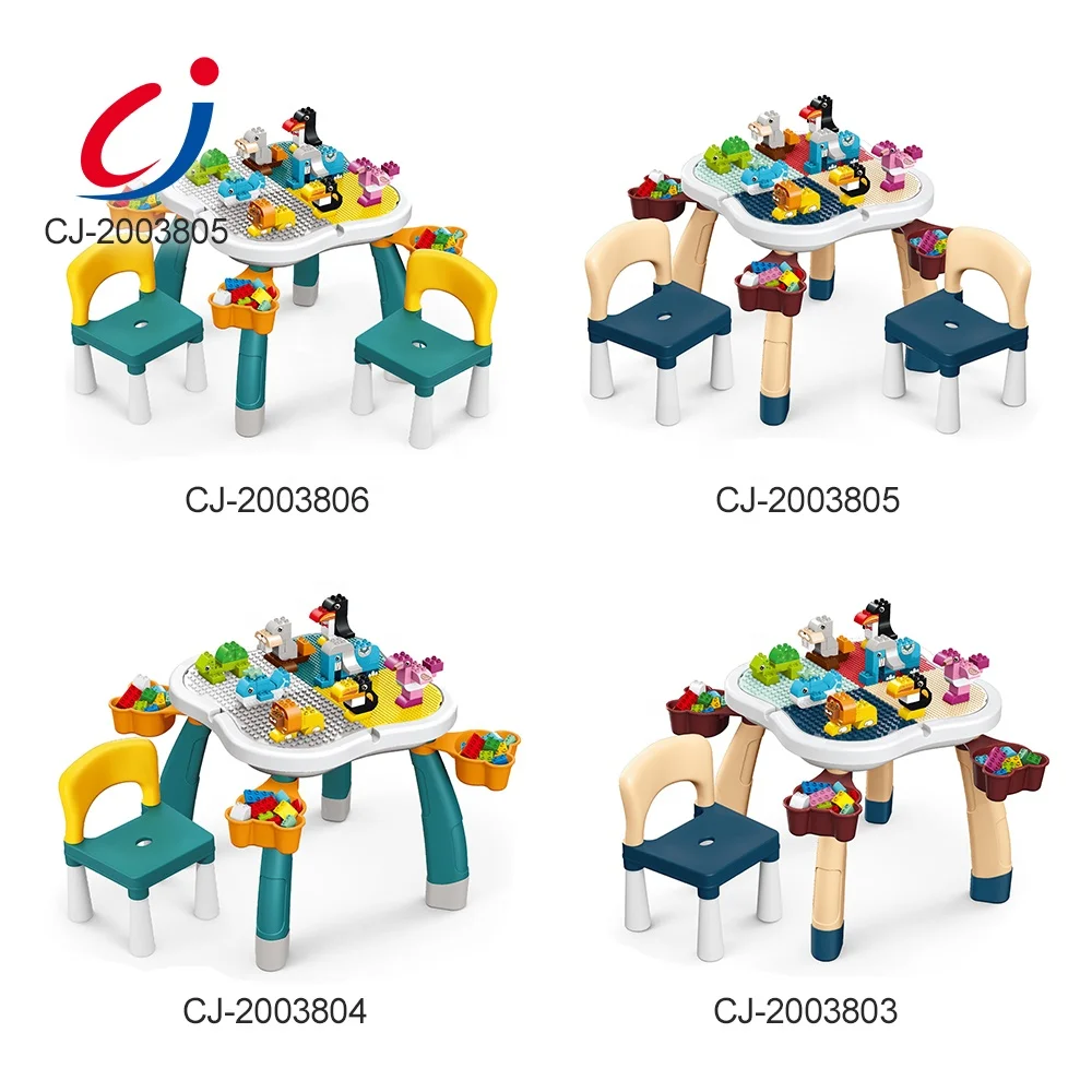 New Toys Eco Friendly Baby Products Building Block Table Set, Gift Toys For Kids Educational Plastic Blocks Table Chair Sets