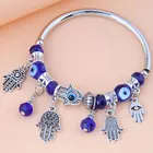 Bangle Ethnic Style Blue Eye Fatima Bangle Bracelet Elastic Hand Charms Bracelet