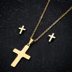 Cross Cross New Style Jewelry Mini Style Simple Cross Stainless Steel Pendant Necklace Three-piece Earrings