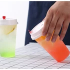 Cups Hotsale 24oz Boba Bubble Tea Cups PP Plastic Smoothie Milkshake Cups With Heart Stopper Lids
